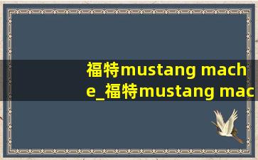 福特mustang mach e_福特mustang mach e试驾